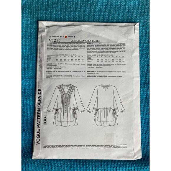 Vogue Pattern 1255 dress tunic boho - Picture 3 of 6